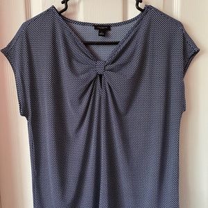 Ann Taylor Factory Navy Geo Bow Top